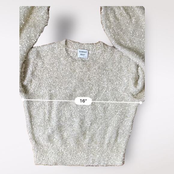 Aritzia Sunday Best Kitten Sweater‎ Gold Metallic Size XXS - Picture 4 of 9